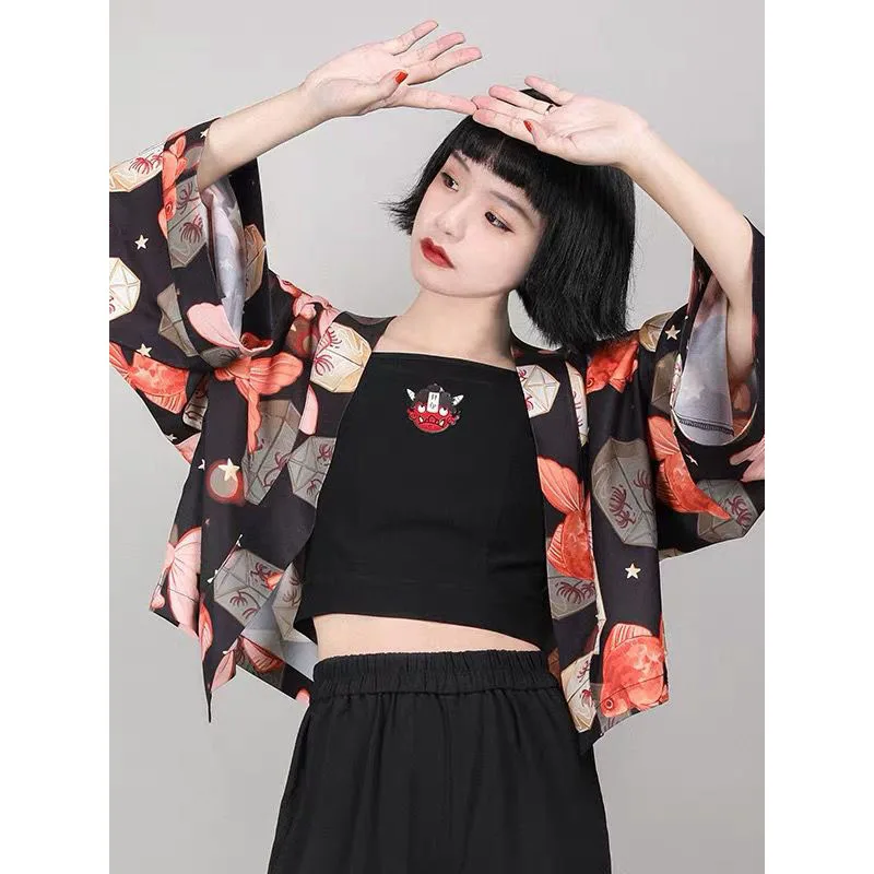 Xiao Cong Liang Cut Original Japanese Printing Pattern Autumn Cardigan Loose Chiffon Short Sunscreen Clothing Tops Women's New
Xiao Cong Liang Cut Original Japanese Printing Pattern Autumn Cardigan Loose Chiffon Short Sunscreen Clothing Tops Women's New