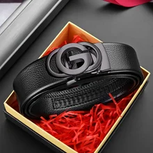 Men's Belt Alloy Automatic Buckle Business Belt Luxury Brand Designer PU Belt