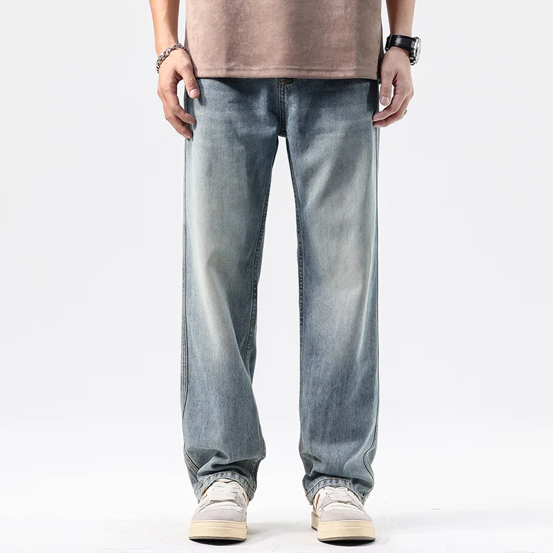 loose Elastic straight jeans men's wide legged denim pants large size casual trousers Korean style Sportswear brand clothing
loose Elastic straight jeans men's wide legged denim pants large size casual trousers Korean style Sportswear brand clothing