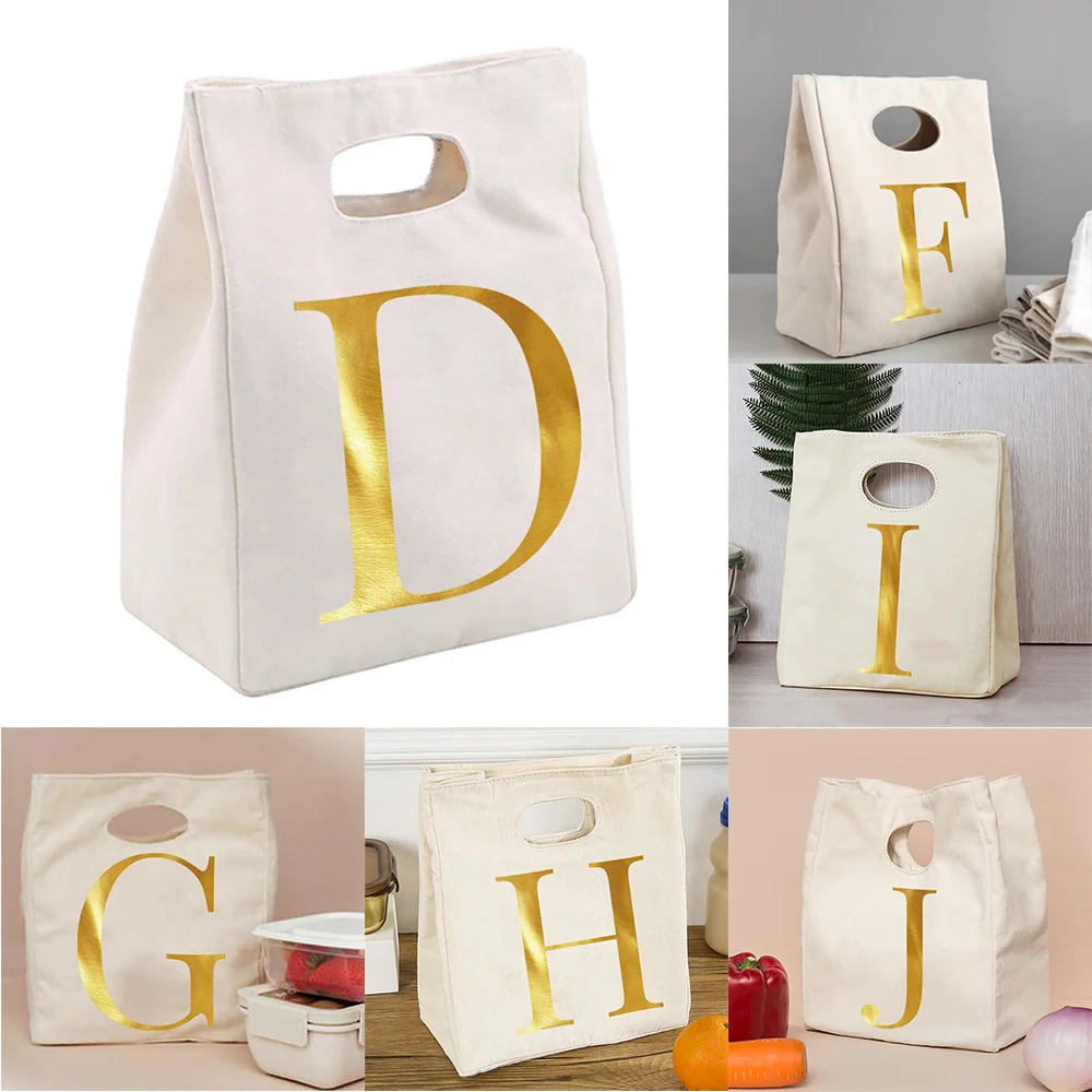 

Lunch Thermal Bag Women's Diner Lunchbox Bento Pouch Office School Insulated Cooler Food Tote Bags Storage Pack 26 Letter Series