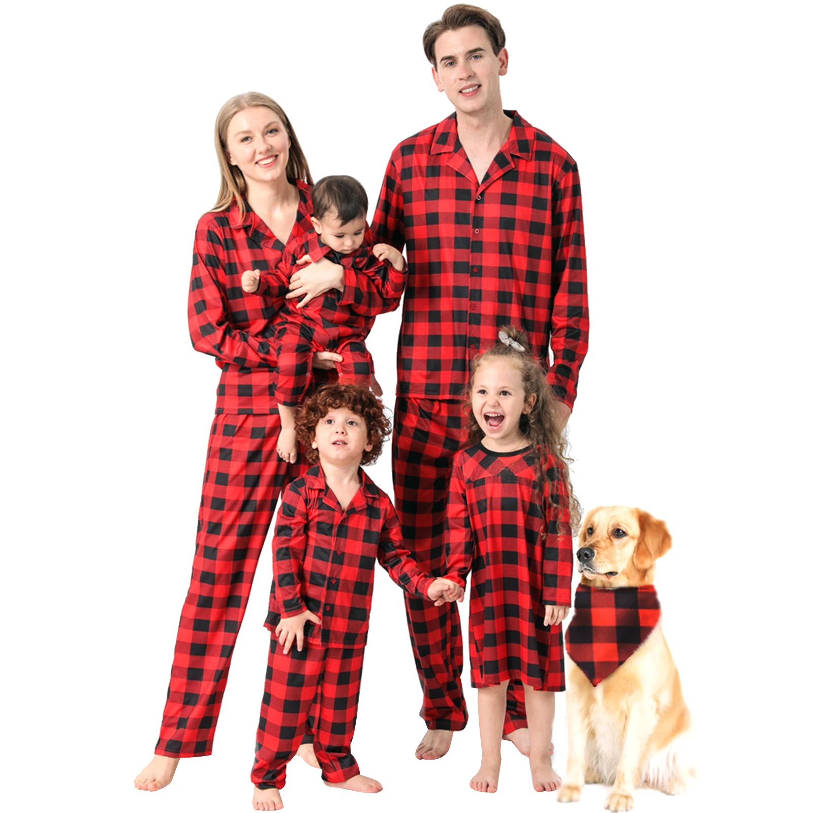 2023 Christmas Parent-child Pajamas Sets Plaid Print Long Sleeve Lapel Shirt Pants, Dress,Jumpsuit, Dog Triangular Bib Nightwear
2023 Christmas Parent-child Pajamas Sets Plaid Print Long Sleeve Lapel Shirt Pants, Dress,Jumpsuit, Dog Triangular Bib Nightwear