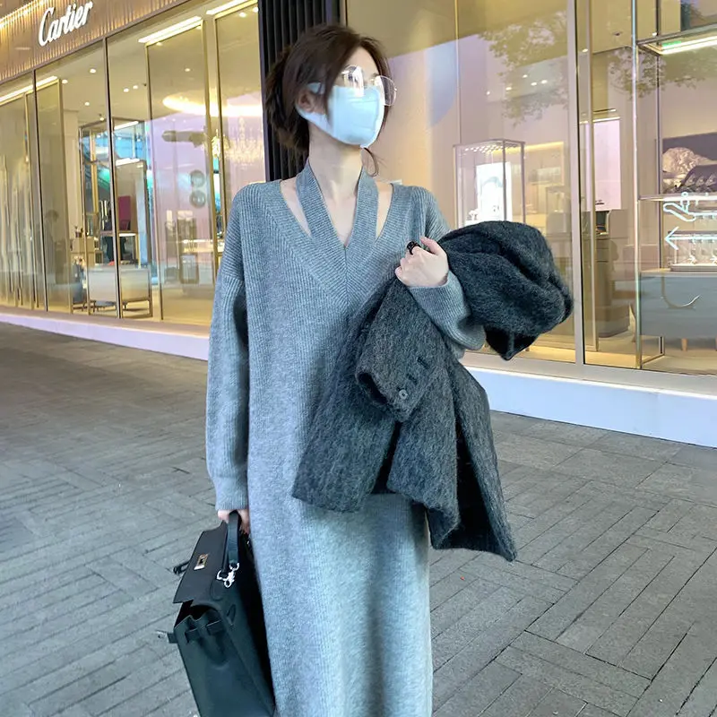 New 2023 Chic Korean Fashion Knitting Vestidos Solid Color Cashmere Elegant Women's Autumn and Spring Vintage Long Dresses U78
New 2023 Chic Korean Fashion Knitting Vestidos Solid Color Cashmere Elegant Women's Autumn and Spring Vintage Long Dresses U78