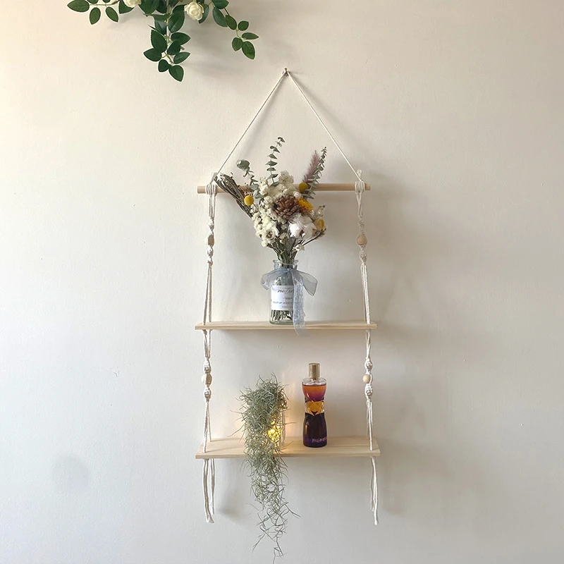 Boho Macrame Wood Wall Hanging Storage Shelf 7 S45f282aadfc949dfbb8016a608878e80p