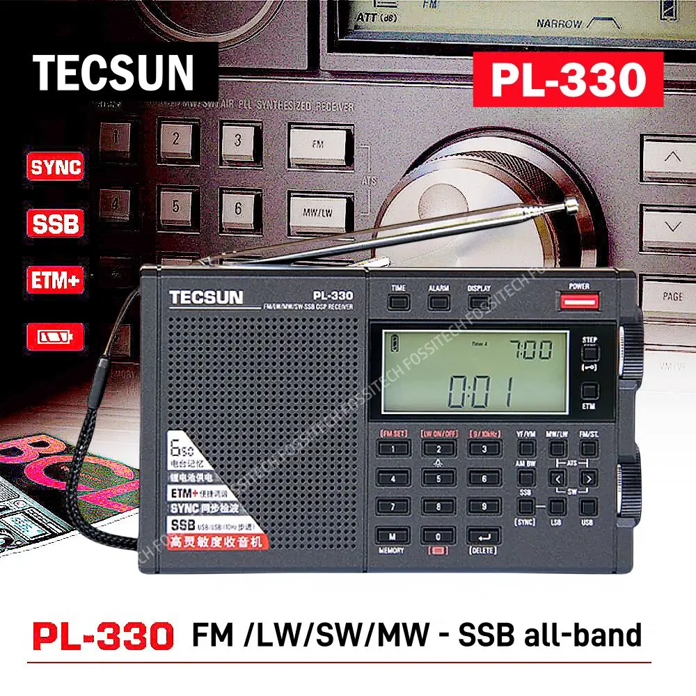 

TECSUN PL-330 Stereo Radio FM /LW/SW/MW - SSB all-band Radio DSP Receiver USB Rechargeable ETM Tuning PL330 Portable Radio