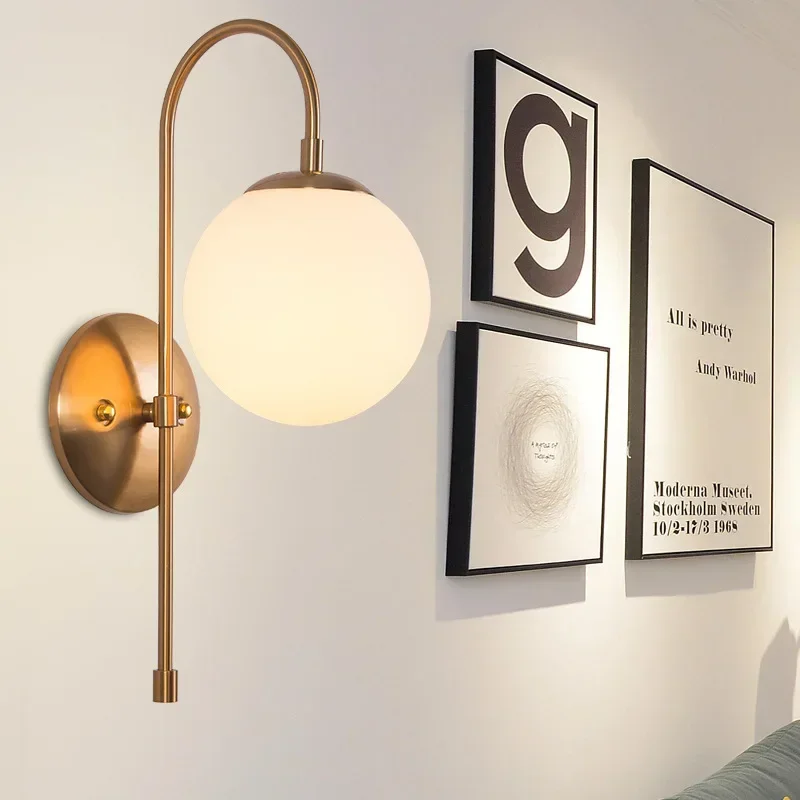 Modern Wall Lamp LED Lighting Fixture Nordic Glass Ball Style Metal Creative Bathroom Bedroom Bedside Indoor Decoration Sconces
Modern Wall Lamp LED Lighting Fixture Nordic Glass Ball Style Metal Creative Bathroom Bedroom Bedside Indoor Decoration Sconces