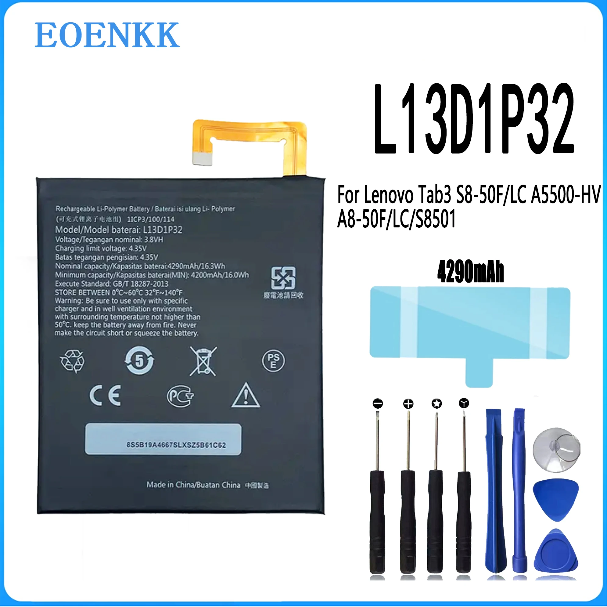 L13D1P32 Battery For LENOVO TAB IDEAPAD 8" A8-50 S8-50F A5500 TB3-850F high capacity Capacity Tablet Batteries
L13D1P32 Battery For LENOVO TAB IDEAPAD 8" A8-50 S8-50F A5500 TB3-850F high capacity Capacity Tablet Batteries