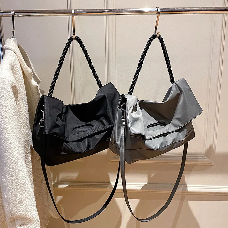 

Oxford Cloth Shoulder Bags For Women 2024 Designer Luxury Handbag Pure Color Large Capacity Shopper Totes Female Crossbody Hobos