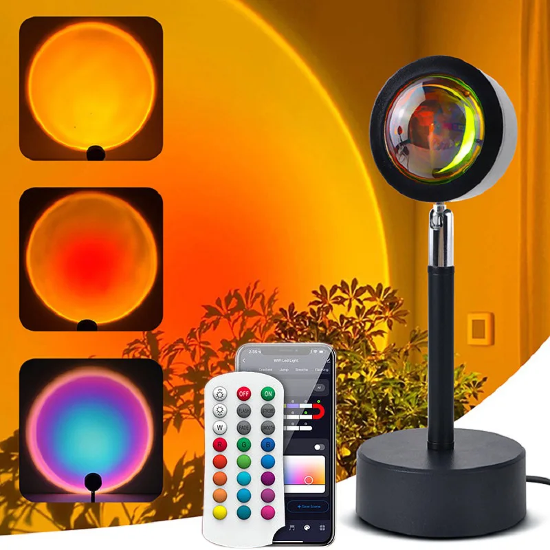 

Sunset Projection spot light APP remote control RGB Room atmosphere lights rainbow festival Decoration lamp live background ligh