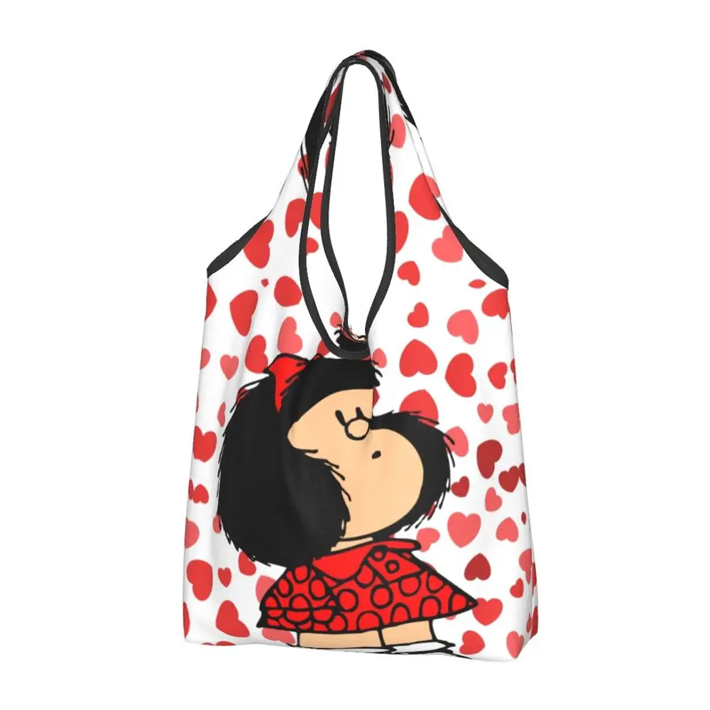 Custom Vintage Mafalda Manga Grocery Shopping Bag 33 S45fd9874a1b04688a0a51a894a2a94e7O