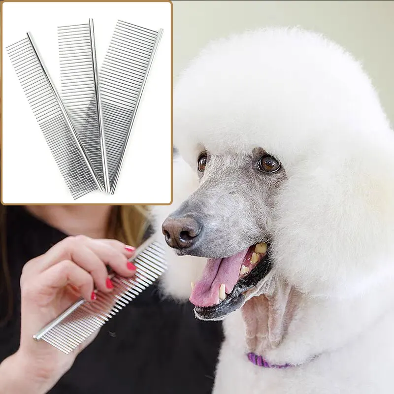 

Stainless Dog Hair Removal Comb Double Sided Steel Pet Grooming Comb Removes Loose Knotted Hair Dogs Cats Cleaning Beauty Comb