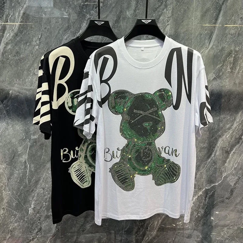 Summer T-Shirts Men Bear Cotton Rhinestone O Neck Solid New Tops Clothing Casual 2023 Tshirt Male Streetwear Cool Tee Shirts
Summer T-Shirts Men Bear Cotton Rhinestone O Neck Solid New Tops Clothing Casual 2023 Tshirt Male Streetwear Cool Tee Shirts