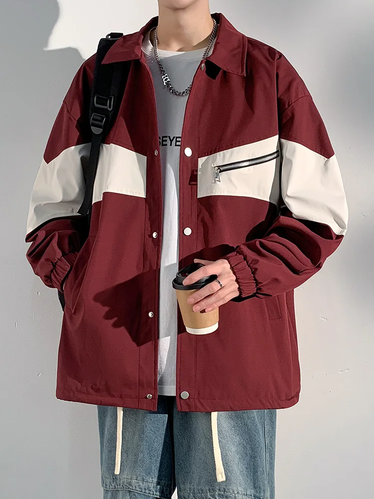 

2024 New Spring Men's Jacket Korean Fashion Patchwork Shirts Collar Windbreaker Men Casual Jackets Loose Coat Plus Size 8XL