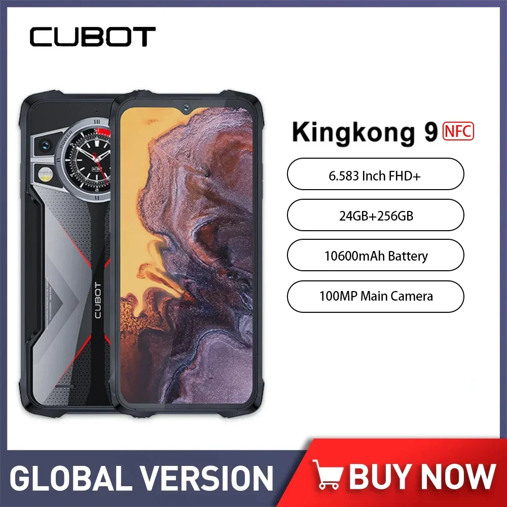 

Global Version Cubot KingKong 9 Rugged Smartphone 24GB+256GB 6.583 Inch Android 13 Mobile Phone 100MP 10600mAh 4G Cell Phone NFC