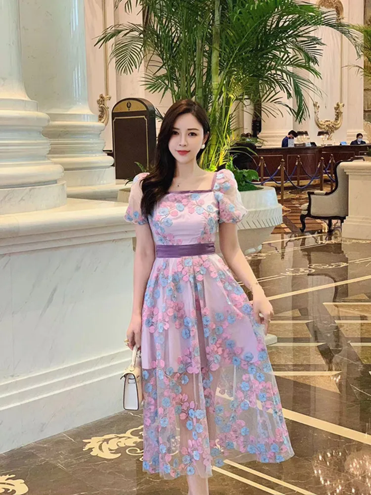 DALMAZZO Summer Designer Mesh Embroidery Flower Slim Long Dress For Women Fashion Square Collar Holiday Vestidos Female 2023 New
DALMAZZO Summer Designer Mesh Embroidery Flower Slim Long Dress For Women Fashion Square Collar Holiday Vestidos Female 2023 New
