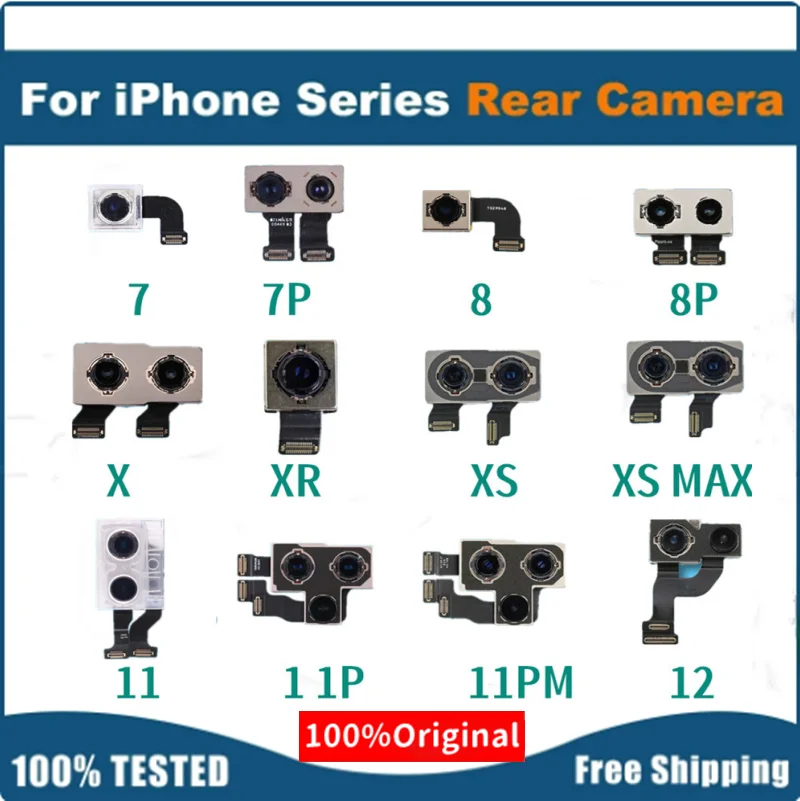 

100% Original Rear Camera For iphone X XS XR XS MAX 11 12PRO 13 14PLUS 14 PRO MAX Disassembly Main Lens Flex Cable Camera