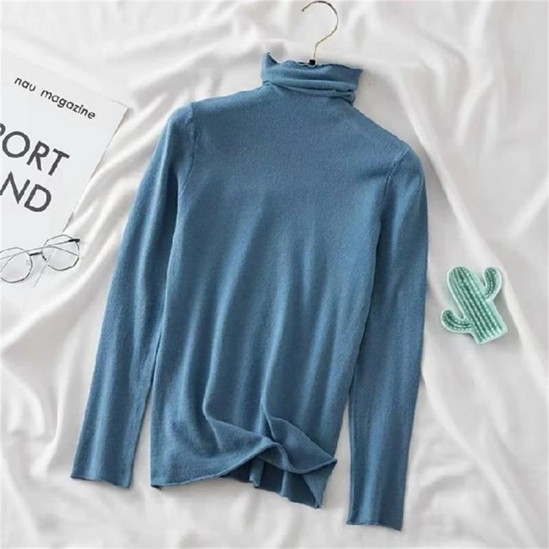 Водолазка, пуловеры, свитер, женский вязаный однотонный джемпер с длинными рукавами, топ P8DB