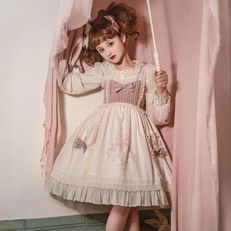 

Women Kawaii Jumper Skirt Girls Lolita Dresses Miads Princess Sweet Tiered Dress Cosplay Costume Japanese Harajuku Cute Dress