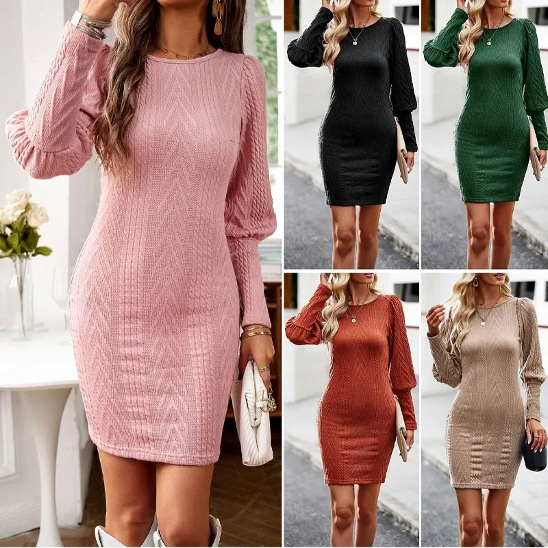 2023 New Autumn and Winter Fashion Simple Round Neck Sexy Slim Fit Wrapped Hip Knitted Jacquard Women's Pure Desire Dress
2023 New Autumn and Winter Fashion Simple Round Neck Sexy Slim Fit Wrapped Hip Knitted Jacquard Women's Pure Desire Dress