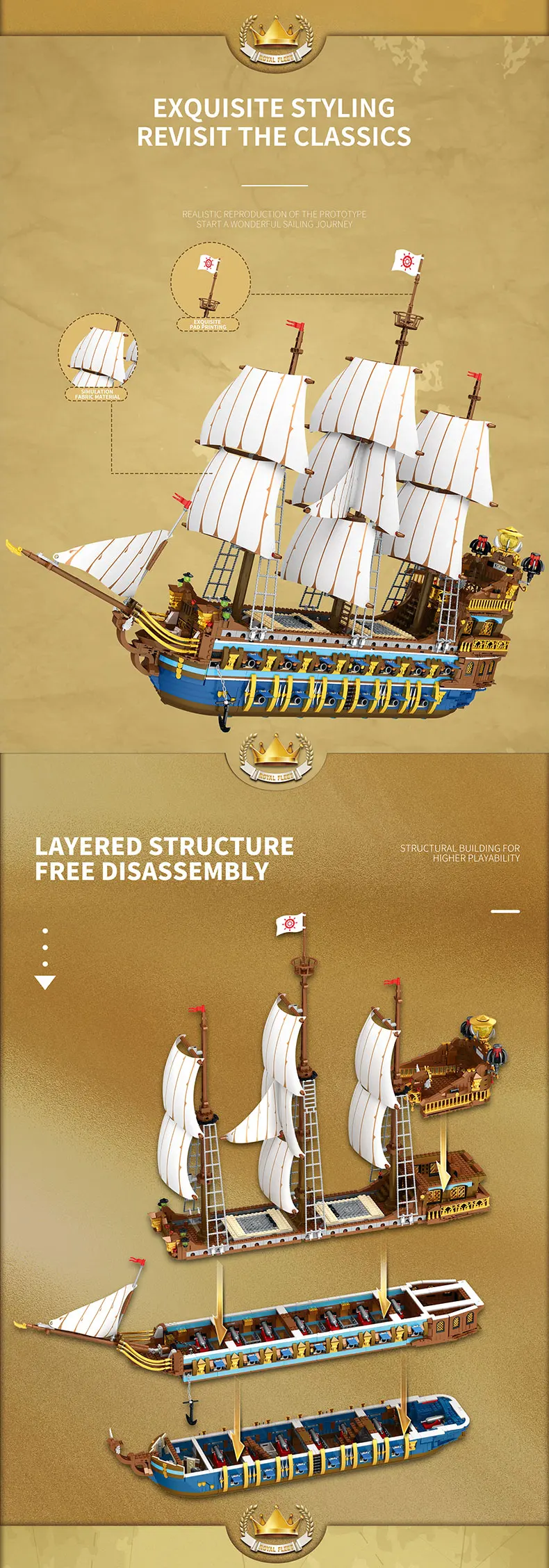 3162PCS Pirate Ship Building Blocks Royal Sunshine Sailing Boat Assembly Model Bricks Children's Educational Toys Holiday Gifts 3162PCS Pirate Ship Building Blocks Royal Sunshine Sailing Boat Assembly Model Bricks Children's Educational Toys Holiday Gifts