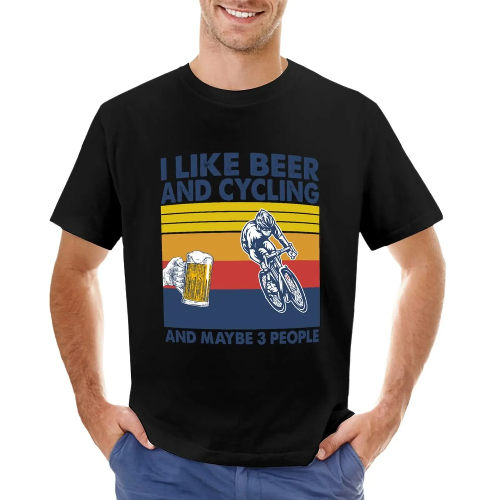 

i like beer and cycling and maybe 3 people T-Shirt plus size tops quick-drying t-shirt mens graphic t-shirts funny