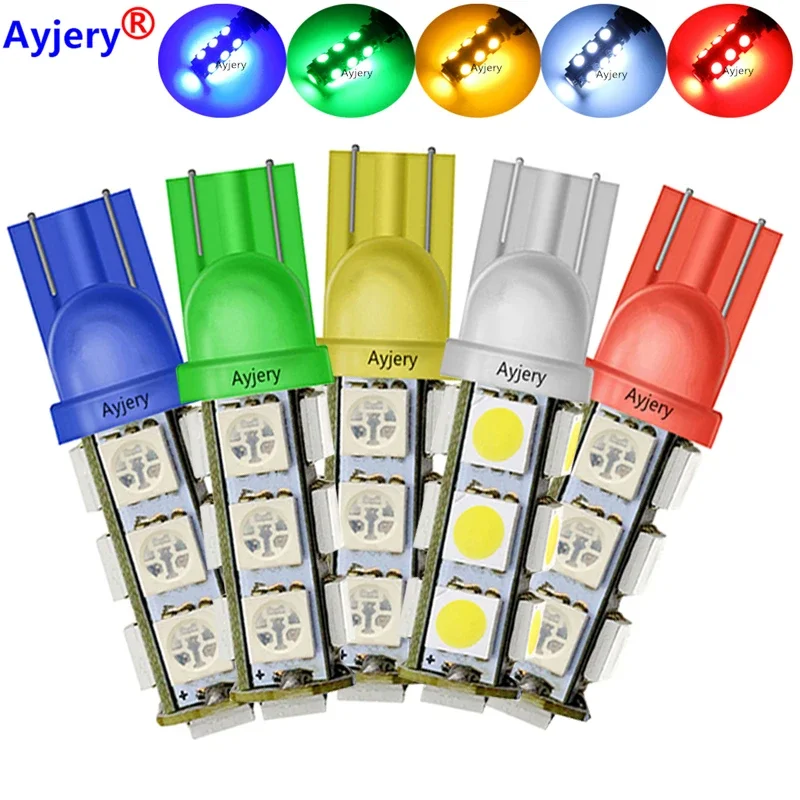 

AYJERY 50Pcs 12V T10 13 SMD Led 5050 13Smd 13Led Auto Car Side Light Bulb Lamp 194 168 W5W LED Wedge Bulbs White Parking Lights