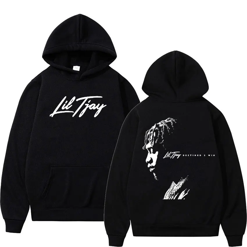

Rapper Lil Tjay Graphic Hoodie Destined 2 Win Music Album Pullover Sweatshirt Men Women Hip Hop Fashion Hooded Gothic Streetwear