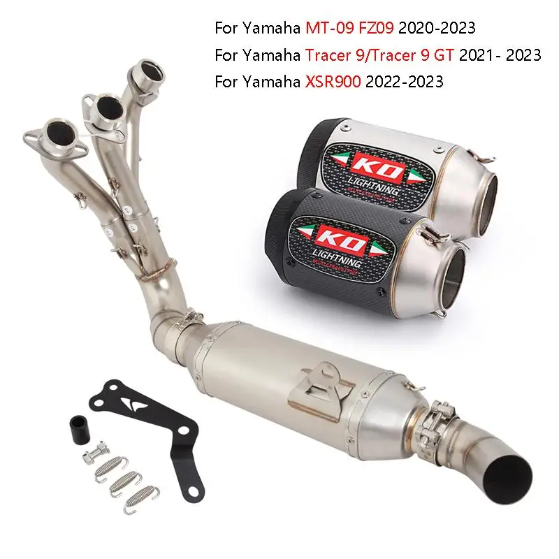 

Full Exhaust System Front Link Pipe Slip On 51mm Muffler Escape For YAMAHA Tracer 9/9GT 2021-2023 MT09 FZ09 2020-2023 XSR900