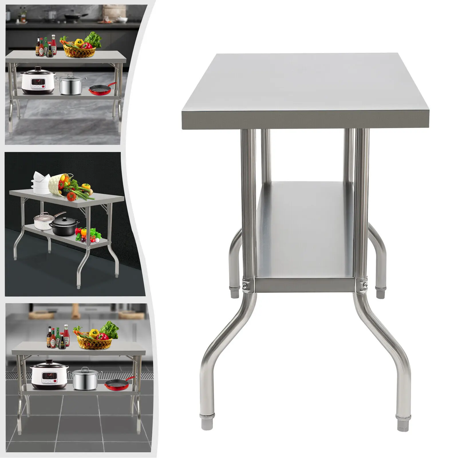 Stainless Steel Kitchen Prep Table 48x24Inch Folding Commercial Worktable Heavy-Duty Kitchen Work Table w/Under Shelf
Stainless Steel Kitchen Prep Table 48x24Inch Folding Commercial Worktable Heavy-Duty Kitchen Work Table w/Under Shelf