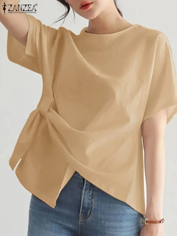 Лето 2024, женские Асимметричные однотонные топы ZANZEA, женская блузка с коротким рукавом, праздничная Повседневная блузка, модная туника с круглым вырезом
Лето 2024, женские Асимметричные однотонные топы ZANZEA, женская блузка с коротким рукавом, праздничная Повседневная блузка, модная туника с круглым вырезом