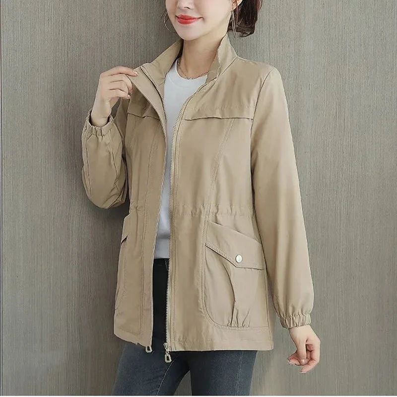 Korean Women Trench Coats Casual Drawstring Windbreake Fall Solid Loose Lapel Stand Collar Ladies Mid-Length Oversize Jacket
Korean Women Trench Coats Casual Drawstring Windbreake Fall Solid Loose Lapel Stand Collar Ladies Mid-Length Oversize Jacket