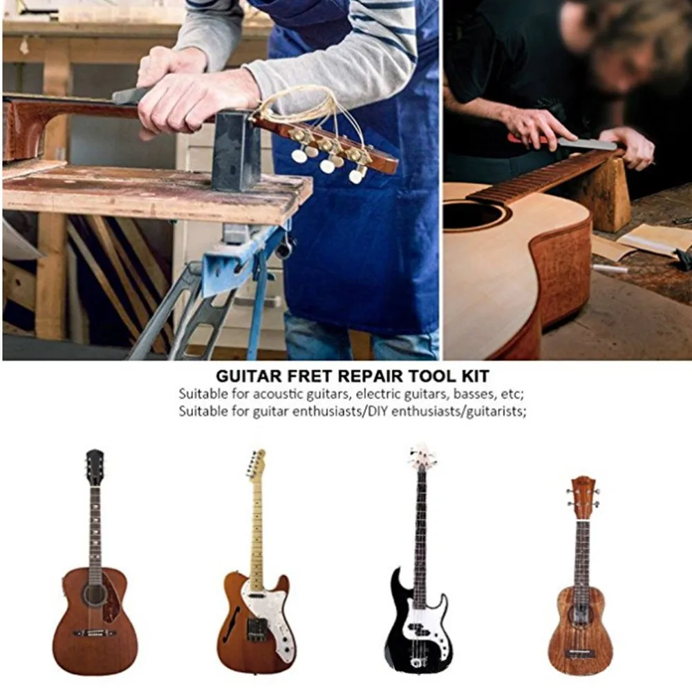 Набор инструментов для ремонта гитары Luthiers, комплект аксессуаров для гитары из нержавеющей стали, с шлифовальными протекторами для Лада и коронок, серебристые
Набор инструментов для ремонта гитары Luthiers, комплект аксессуаров для гитары из нержавеющей стали, с шлифовальными протекторами для Лада и коронок, серебристые