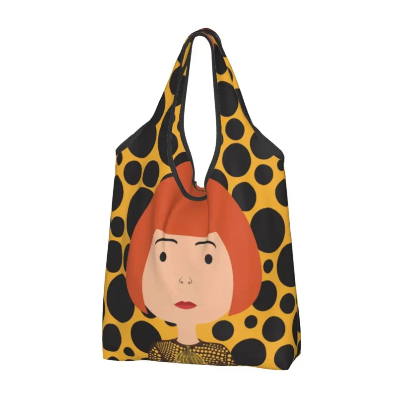 

Custom Yayoi Kusama Halloween Shopping Bag Women Portable Large Capacity Grocery Aesthetic Polka Tote Shopper Bags