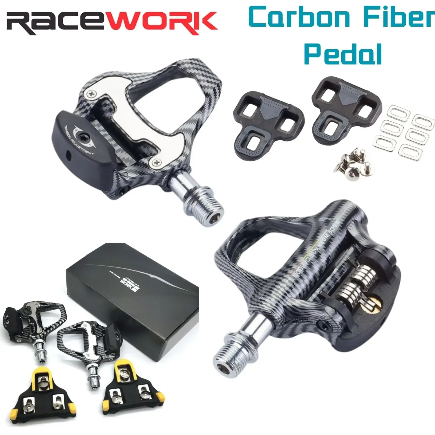 RACEWORK Light Carbon Fiber Road Bike Pedal Suitable forShimano/lookKeo Self-locking Professional Bicycle Pedals High Quality
RACEWORK Light Carbon Fiber Road Bike Pedal Suitable forShimano/lookKeo Self-locking Professional Bicycle Pedals High Quality