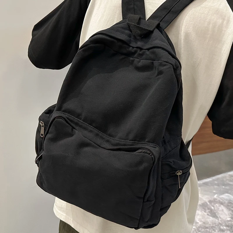 

2023 Sweethearts Black Travel Backpack Large Multi Pocket Students School Knapsack Unisex Eco-friendly Canvas Portable Rucksack