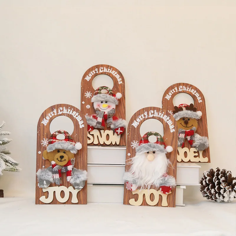 

2024 European Christmas doll wooden pendant door decoration Santa Claus snowman elk Christmas tree pendant