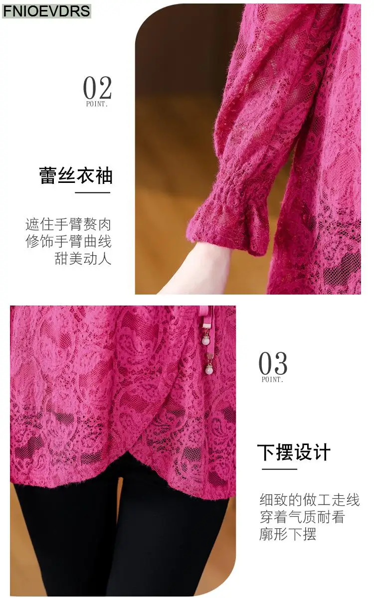 M-4XL Hollow Out Lace Shirts2023 Women European Style Office Lady Drawstring Waist Bow Tie Thick Winter Tunic Peplum Top Blouses M-4XL Hollow Out Lace Shirts2023 Women European Style Office Lady Drawstring Waist Bow Tie Thick Winter Tunic Peplum Top Blouses
