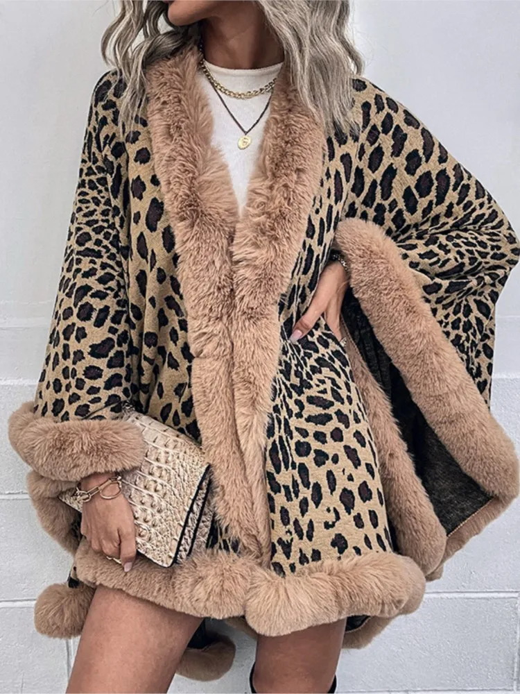 Leopard Print Shawl Sweater For Women Autumn/Winter 2023 New Fashion Fur Collar Cape Cardigan Sweater Poncho Sweater Poncho
Leopard Print Shawl Sweater For Women Autumn/Winter 2023 New Fashion Fur Collar Cape Cardigan Sweater Poncho Sweater Poncho