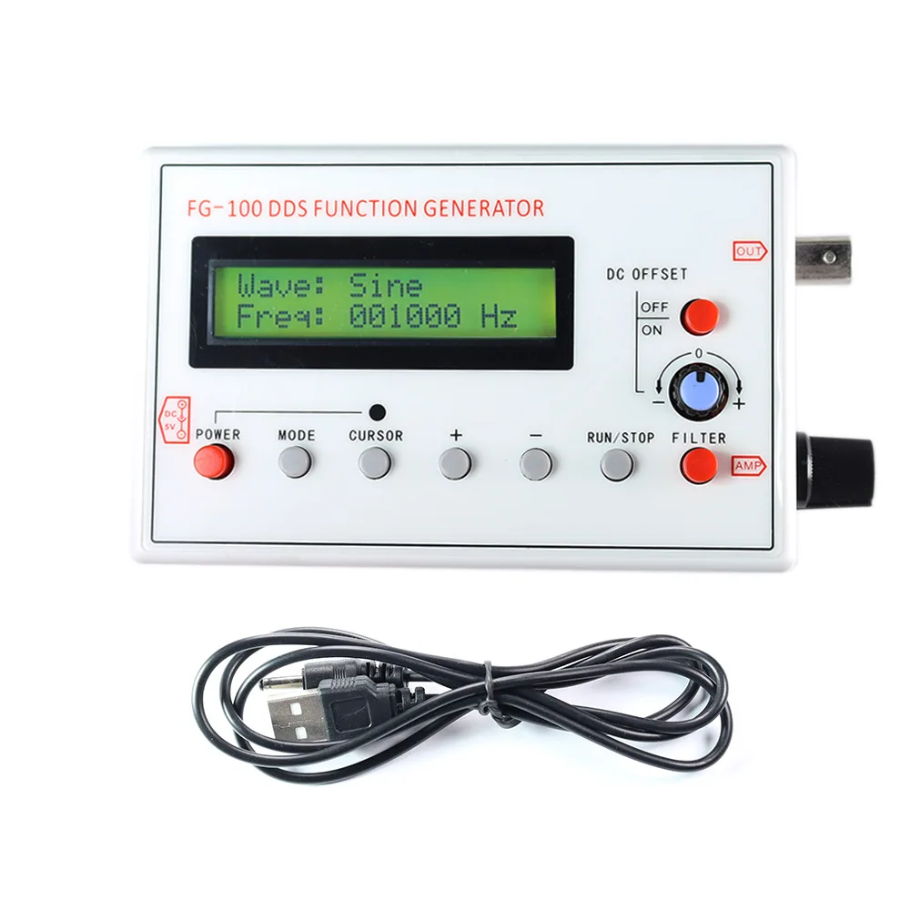 

U50 FG100 DDS Function Signal Generator Frequency Counter 1Hz-500KHz Signal Source Module Sine+Square+Triangle+Sawtooth Waveform