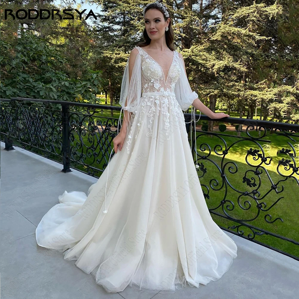 RODDRSYA Light Champagne Wedding Dresses 2023 A-Line Long Sleeves Bride Gowns 3D Flowers V-Neck Sexy Backless vestidos de novia
RODDRSYA Light Champagne Wedding Dresses 2023 A-Line Long Sleeves Bride Gowns 3D Flowers V-Neck Sexy Backless vestidos de novia