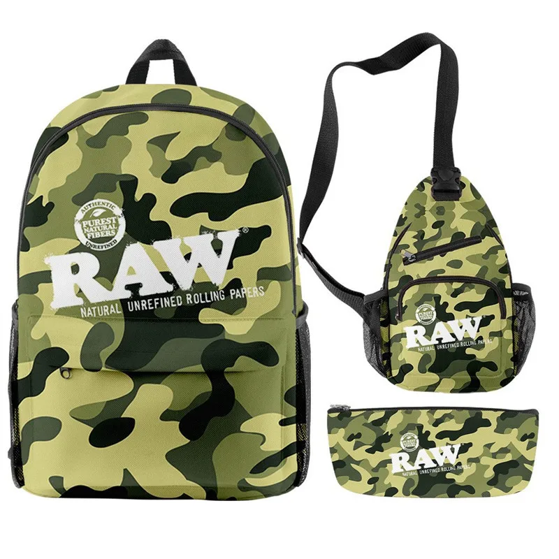 

Hip Hop Popular Funny Raw Cigar 3D Print 3pcs/Set pupil School Bags Travel Laptop Backpack Chest Bag Pencil Case