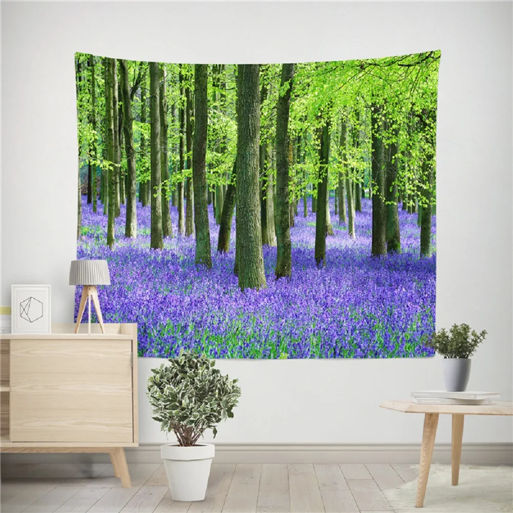 

Lavender Sunshine Scenery Tapestry Forest Purple Floral Plant Print Pattern Tapestries Bedroom Living Room Decor Wall Hanging
