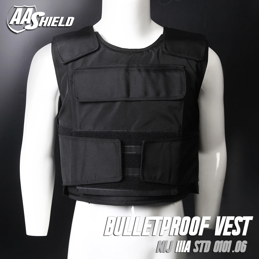 

AA Shield Bulletproof Vest Plate Carrier Aramid Core Ballistic Body Armor Insert Self Defense Supply Level NIJ IIIA L Black