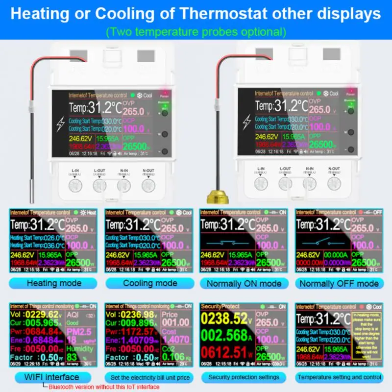 AT4PTW WIFI Tuya Din Rail Digital Thermostat Incubator Temperature Controller With Timer Switch AC220V 100A for Heating Cooling
AT4PTW WIFI Tuya Din Rail Digital Thermostat Incubator Temperature Controller With Timer Switch AC220V 100A for Heating Cooling