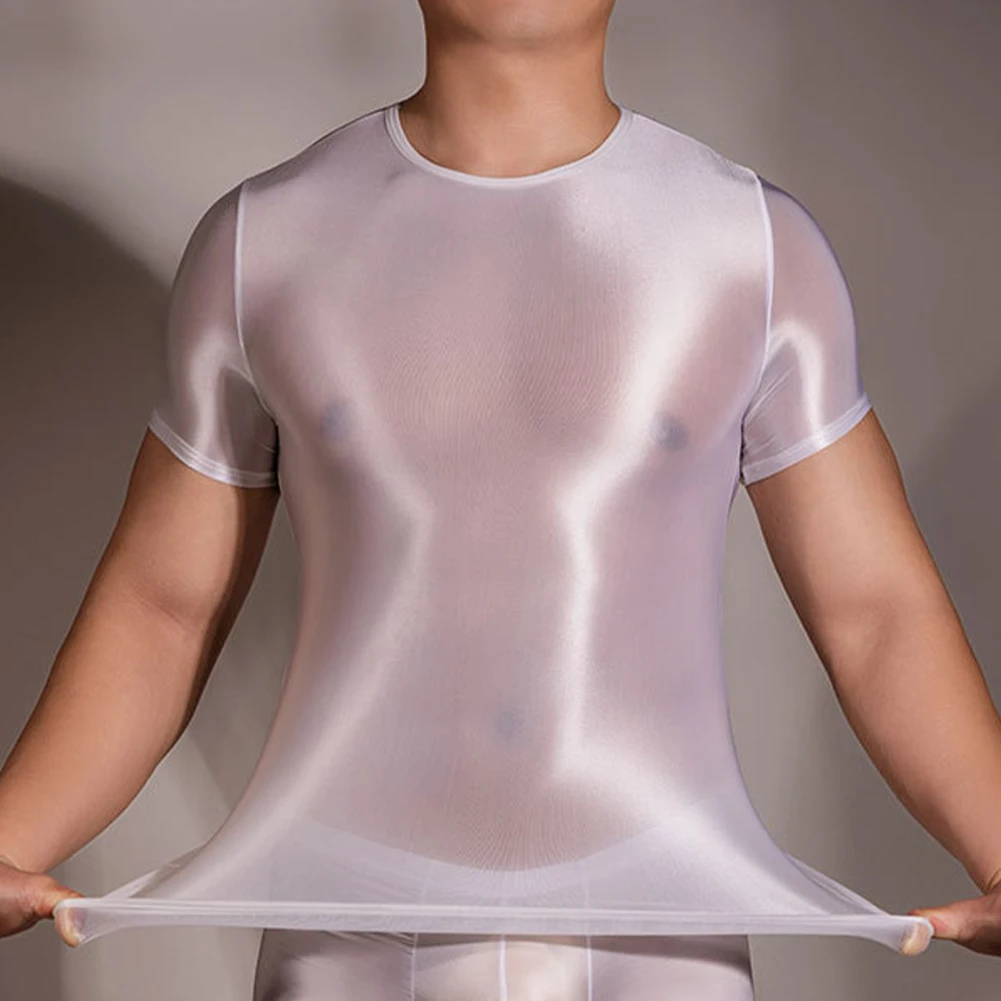Men Oil Shiny Short Sleeve T-Shirt Night Club Wear Sexy See Through Tops Male Transparent Yoga Sportwear Tight Tee Shirt
Men Oil Shiny Short Sleeve T-Shirt Night Club Wear Sexy See Through Tops Male Transparent Yoga Sportwear Tight Tee Shirt