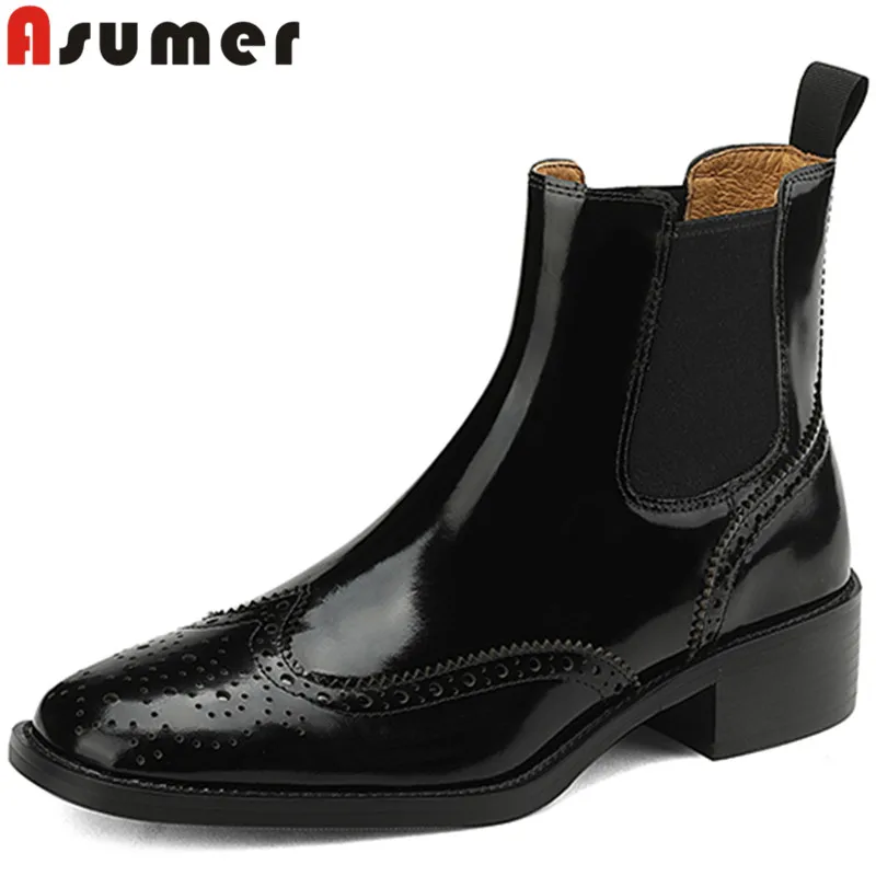 ASUMER 2024 New Chelsea Genuine Leather Boots Woman Slip On Square Med Heels Shoes Winter Ladies Ankle Boots
ASUMER 2024 New Chelsea Genuine Leather Boots Woman Slip On Square Med Heels Shoes Winter Ladies Ankle Boots