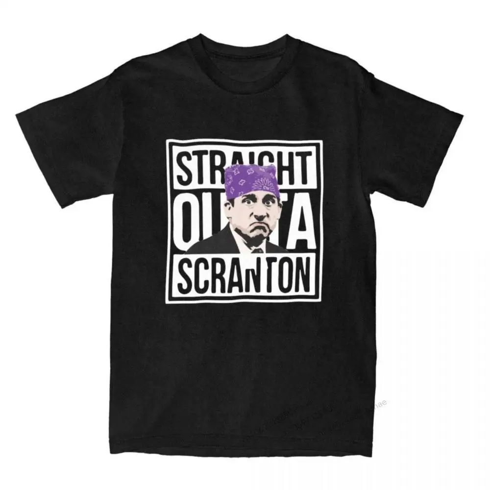 

Michael Scott Straight Outta Scranton T Shirts Men's Cotton Casual T-Shirt Crew Neck The Office Tee Shirt Short Sleeve Clothes