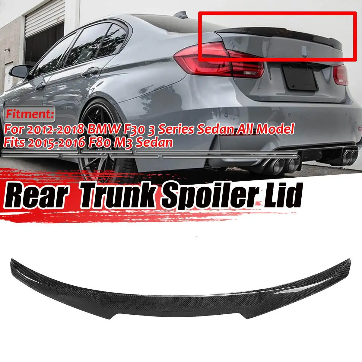 New Real Carbon Fiber M4 Style Car Rear Trunk Spoiler Wing Lip Extension Lip For BMW F30 F80 3 Series 335i 328i Sedan 2012-2018
New Real Carbon Fiber M4 Style Car Rear Trunk Spoiler Wing Lip Extension Lip For BMW F30 F80 3 Series 335i 328i Sedan 2012-2018