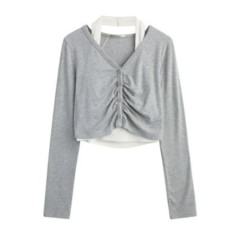 Женский весенний комплект из 2-х предметов, повседневный плиссированный однобортный Топ с длинным рукавом и V-образным вырезом
Женский весенний комплект из 2-х предметов, повседневный плиссированный однобортный Топ с длинным рукавом и V-образным вырезом