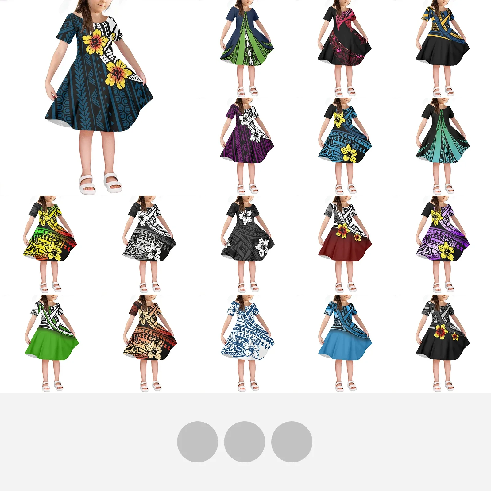 

Милое Платье для девочек с круглым вырезом, полинезийские этнические винтажные тату-принты, детское Повседневное платье для искусственной принцессы, детская одежда