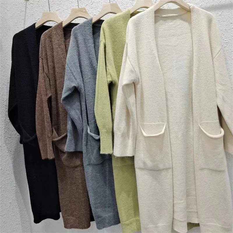 Korean Style Soft Glutinous V-neck Knitted Sweater Jacket Women's Autumn Winter New Mid Length Solid Color Cardigan Long Coat
Korean Style Soft Glutinous V-neck Knitted Sweater Jacket Women's Autumn Winter New Mid Length Solid Color Cardigan Long Coat